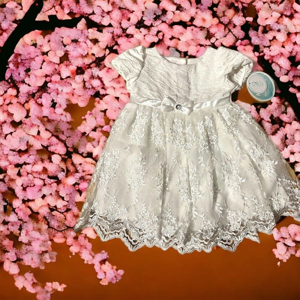 Nanette Baby Girls White 18m Christening Dress